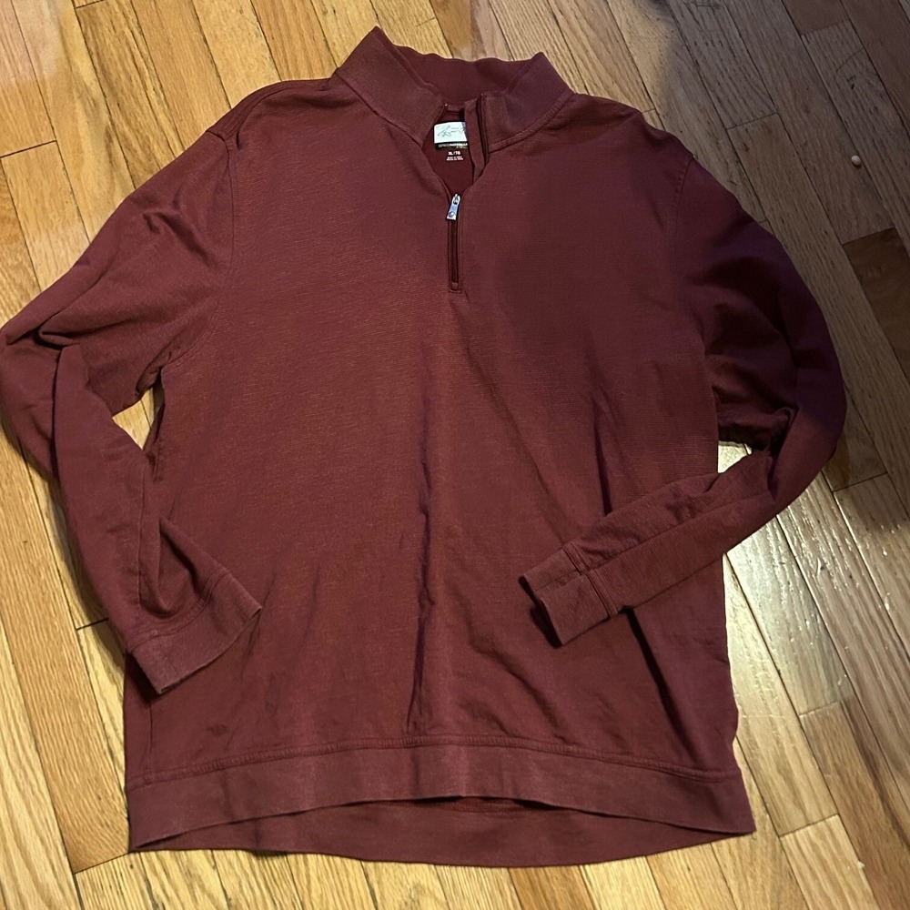 Greg Norman Mens XL Quarter Zip Pullover Burgundy Maroon Ribbed‎ Sweater T29-4